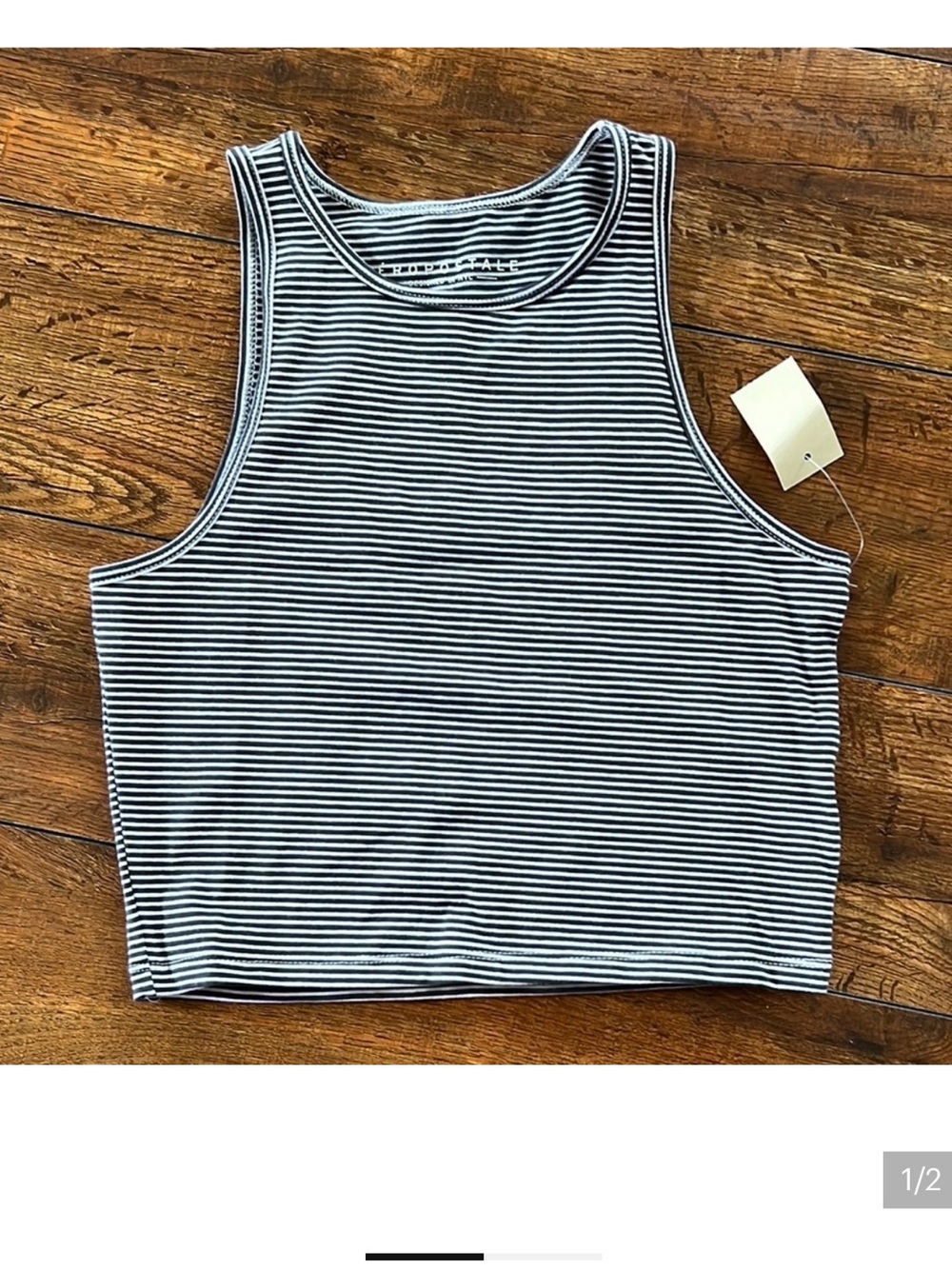 Aeropostale Striped Black and White Tank Top - Women